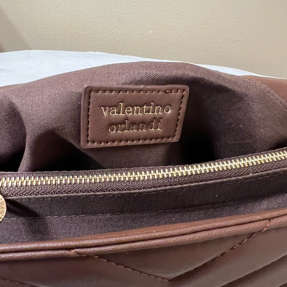NWTValentino Orlandi Elegant Brown Quilted Shoulder Bag - Picture 10 of 13